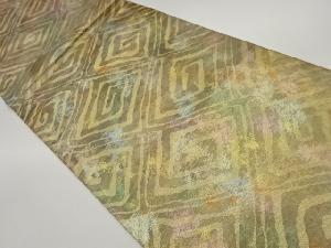 引箔抽象幾何学模様織出し全通袋帯